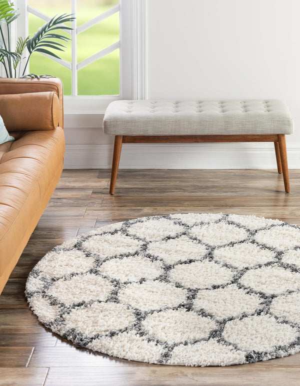 Cozy Cove Shag Collection Area Rug - Marina Round Ivory lifestyle 103