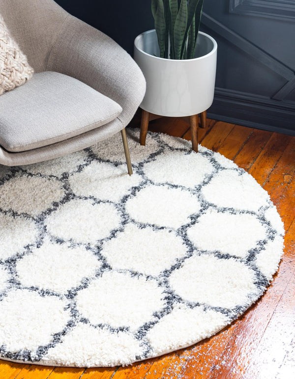 Cozy Cove Shag Collection Area Rug - Marina Round Ivory lifestyle 116