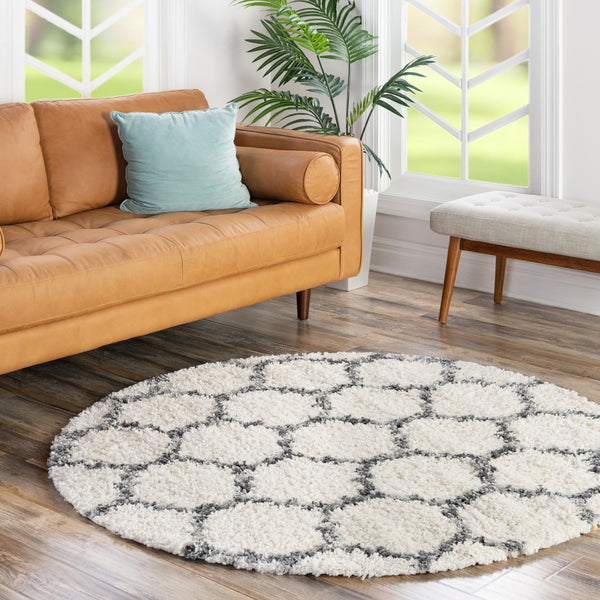 Cozy Cove Shag Collection Area Rug - Marina Round Ivory lifestyle 145
