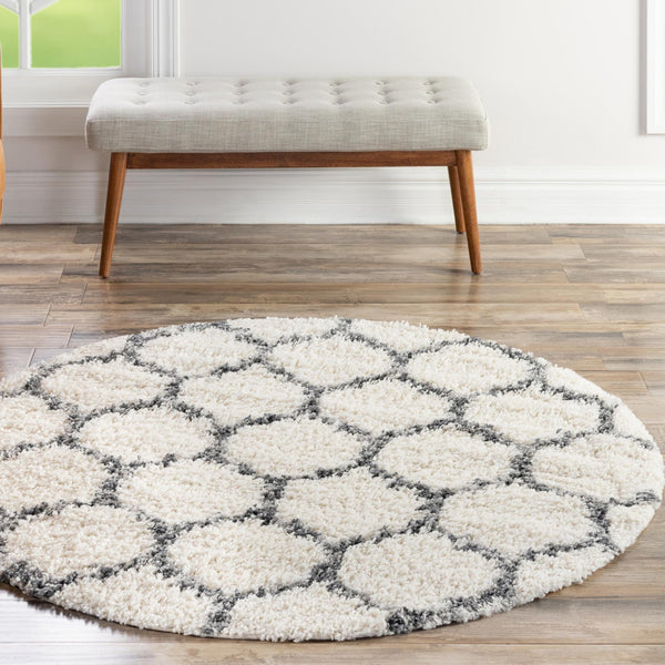 Cozy Cove Shag Collection Area Rug - Marina Round Ivory lifestyle 152