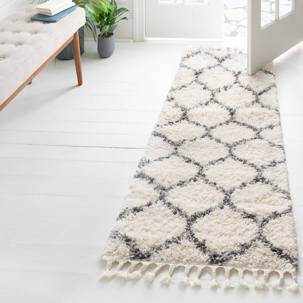 Cozy Cove Shag Collection Area Rug - Marina Runner Ivory lifestyle 146