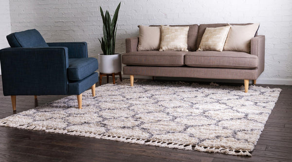 Cozy Cove Shag Collection Area Rug - Marina Square Beige lifestyle 105