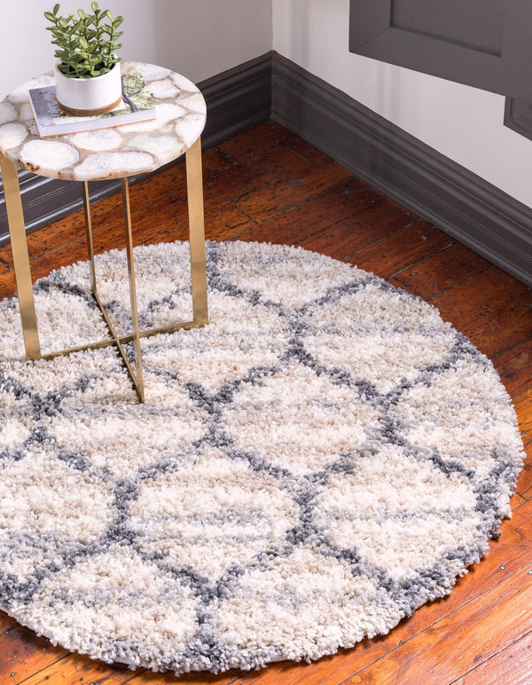 Cozy Cove Shag Collection Area Rug - Marina Round Beige lifestyle 91