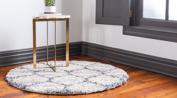 Cozy Cove Shag Collection Area Rug - Marina Round Beige lifestyle 106