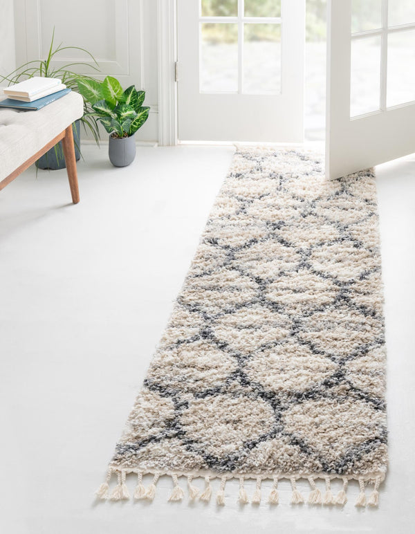 Cozy Cove Shag Collection Area Rug - Marina Runner Beige lifestyle 92