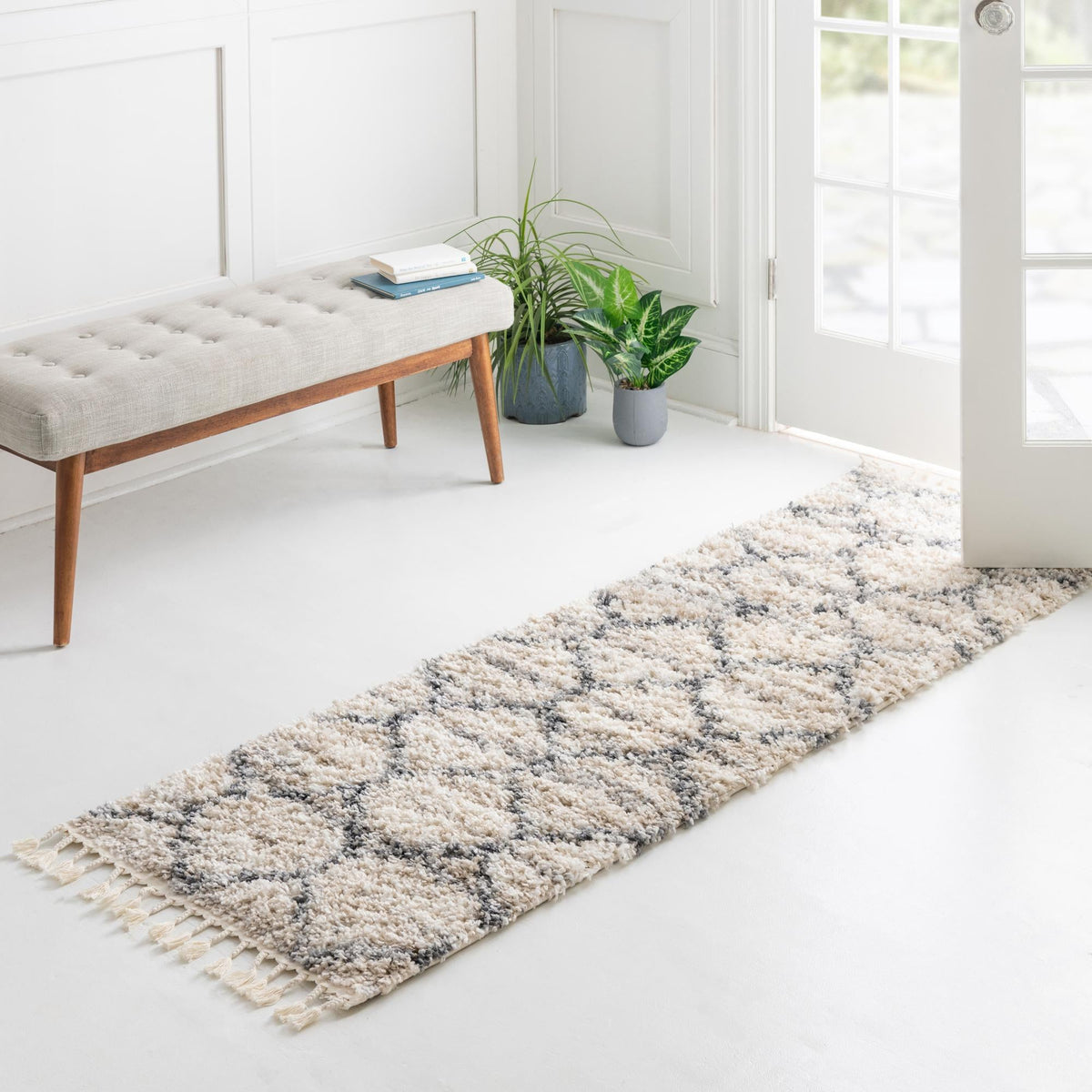 Cozy Cove Shag Collection Area Rug - Marina Runner Beige lifestyle 154