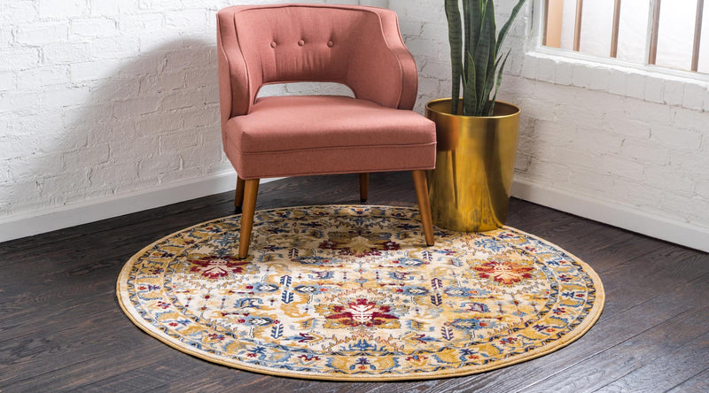 Savannah Elegance Collection Area Rug - Charleston Round Ivory lifestyle 55