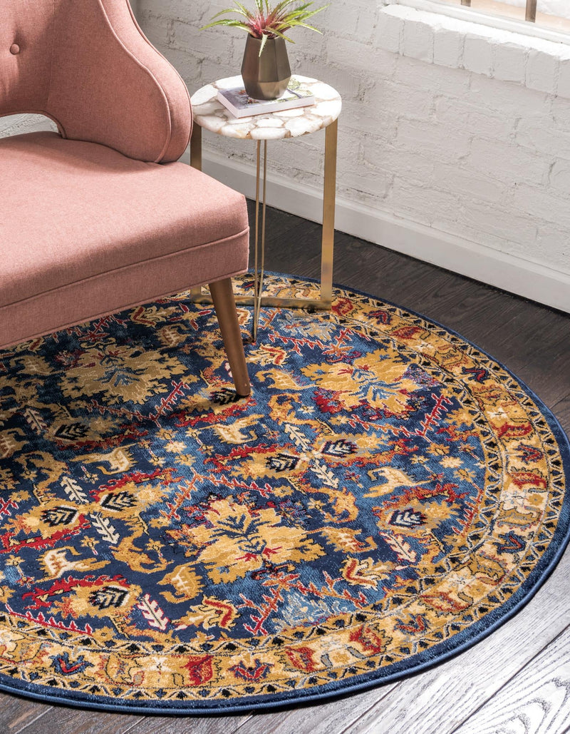 Savannah Elegance Collection Area Rug - Charleston Round Blue lifestyle 22