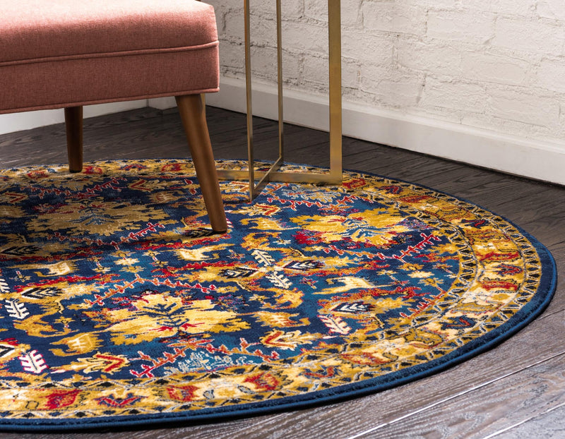 Savannah Elegance Collection Area Rug - Charleston Round Blue lifestyle 26