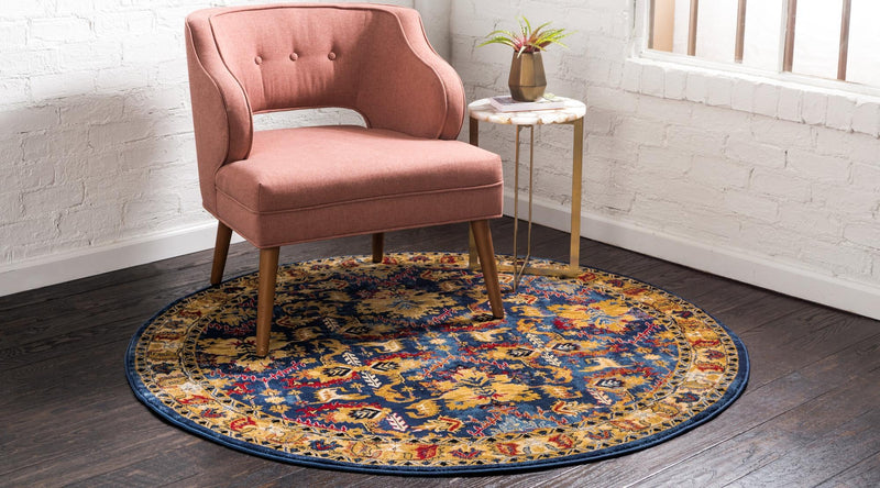 Savannah Elegance Collection Area Rug - Charleston Round Blue lifestyle 30