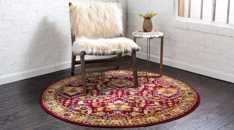 Savannah Elegance Collection Area Rug - Charleston Round Red lifestyle 57