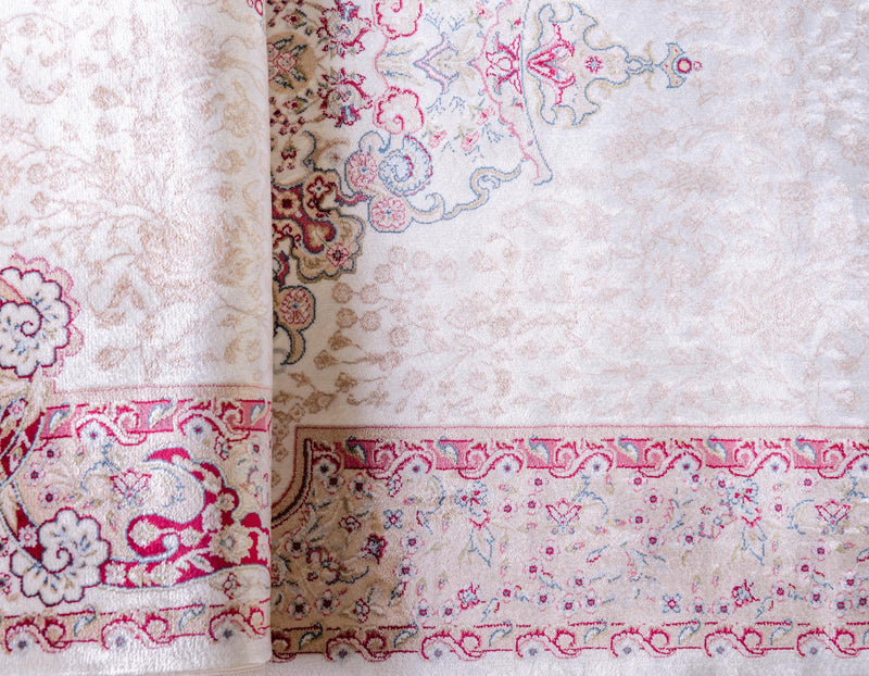 Persian Silk Elegance Collection Area Rug - Isfahan Runner Cream lifestyle 32