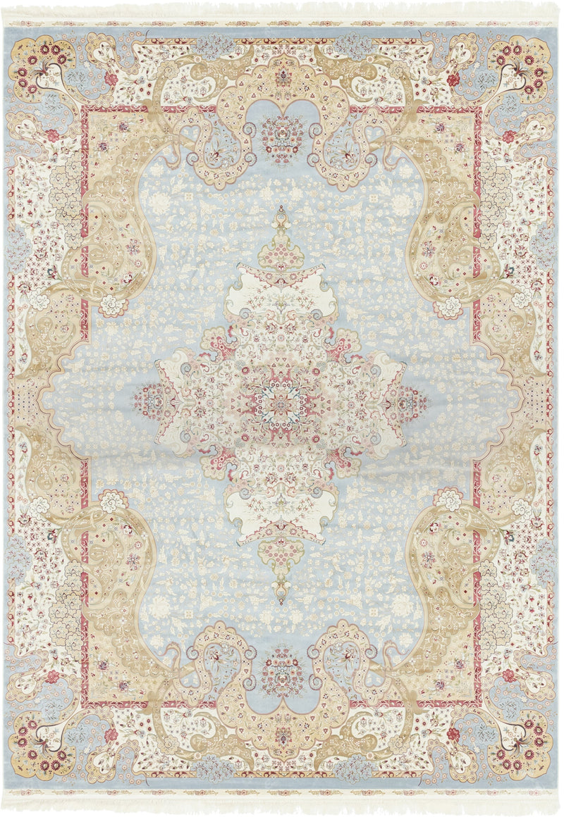 Persian Silk Elegance Collection Area Rug - Isfahan Rectangle Light Blue lifestyle 2