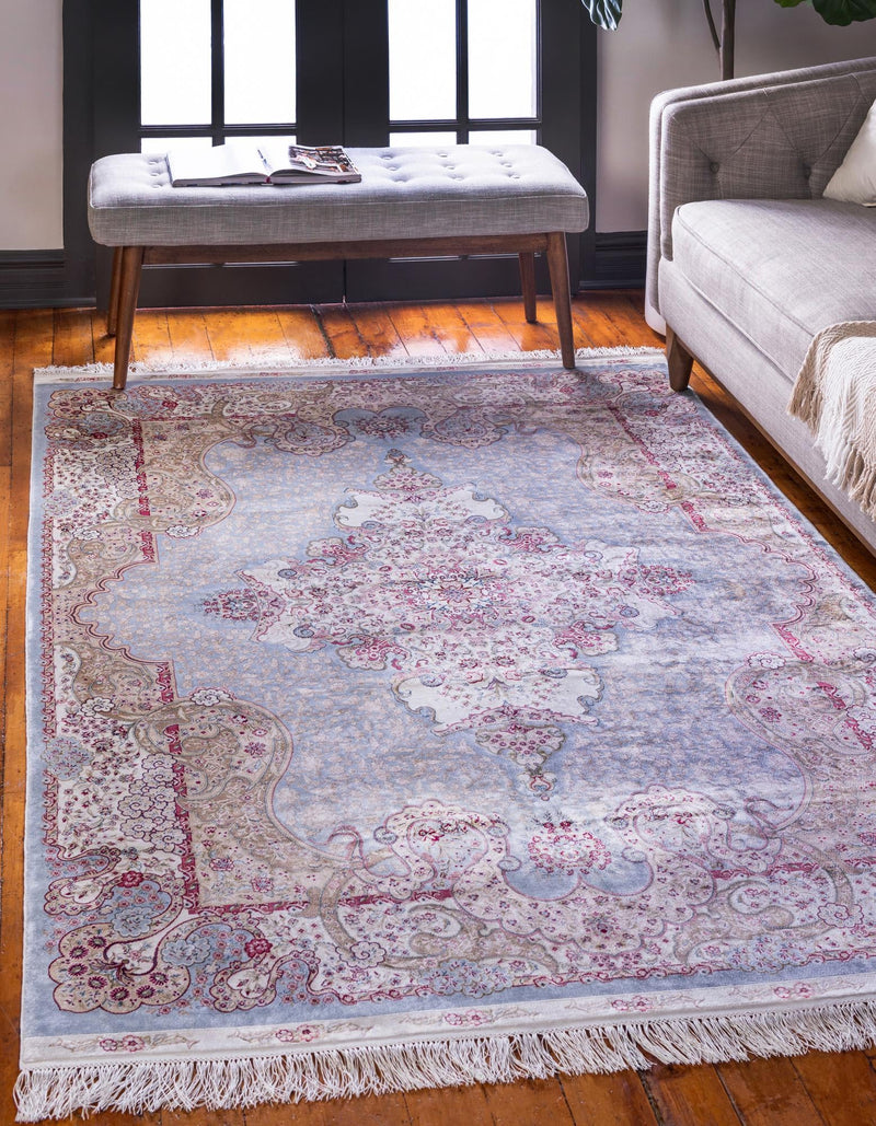 Persian Silk Elegance Collection Area Rug - Isfahan Rectangle Light Blue lifestyle 4