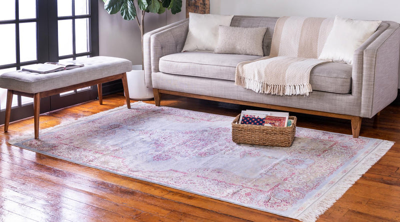 Persian Silk Elegance Collection Area Rug - Isfahan Rectangle Light Blue lifestyle 6