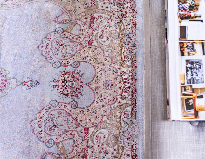 Persian Silk Elegance Collection Area Rug - Isfahan Rectangle Light Blue lifestyle 10