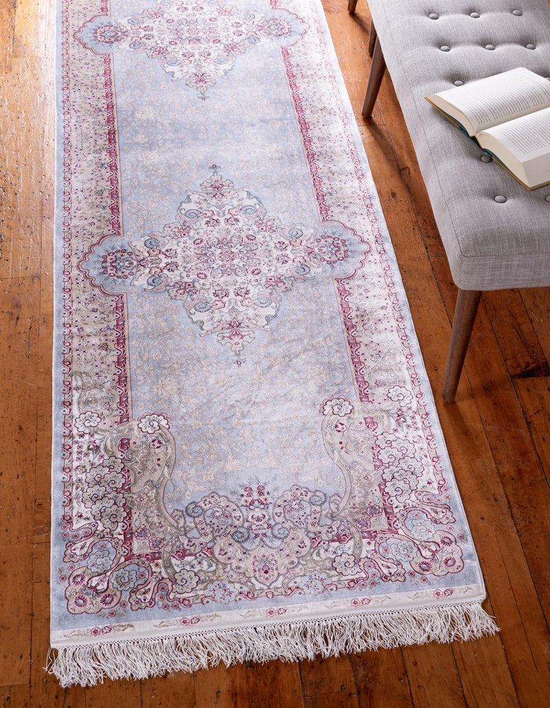 Persian Silk Elegance Collection Area Rug - Isfahan Runner Light Blue lifestyle 22