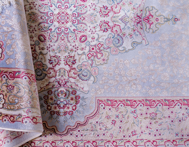 Persian Silk Elegance Collection Area Rug - Isfahan Runner Light Blue lifestyle 28