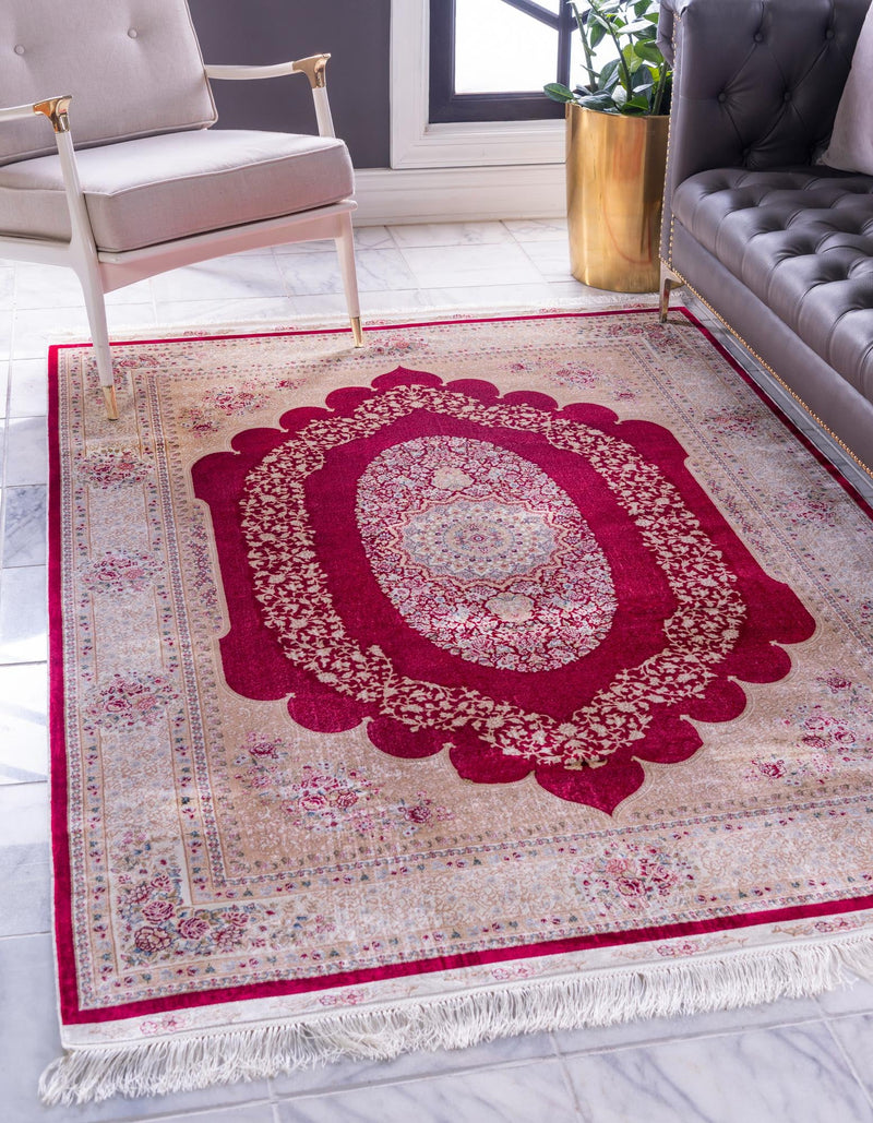 Persian Silk Elegance Collection Area Rug - Kashan Rectangle Red lifestyle 3