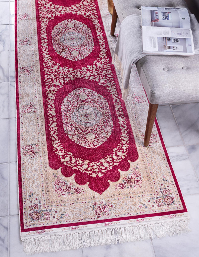 Persian Silk Elegance Collection Area Rug - Kashan Runner Red lifestyle 22