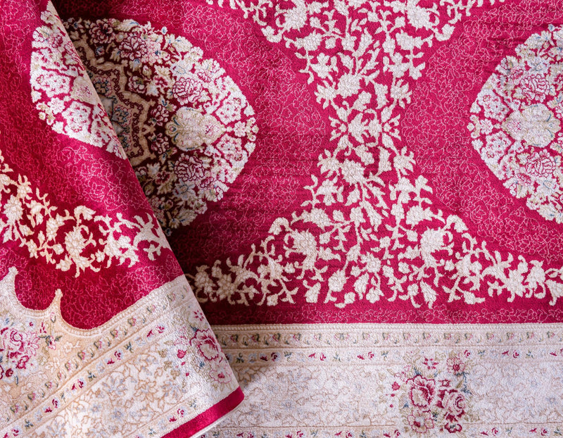 Persian Silk Elegance Collection Area Rug - Kashan Runner Red lifestyle 28