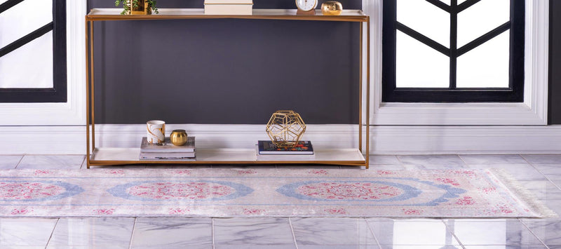 Persian Silk Elegance Collection Area Rug - Kashan Runner Light Blue lifestyle 29