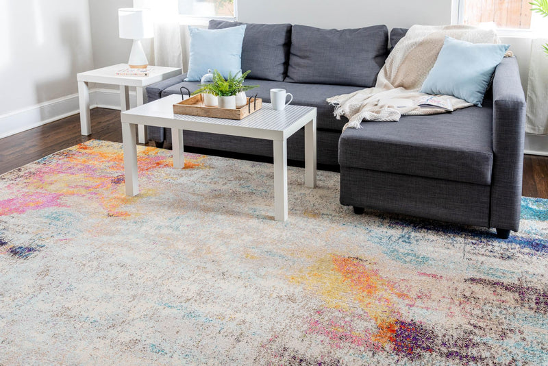 Chromatic Oasis Collection Area Rug - Azure Rectangular Beige lifestyle 81