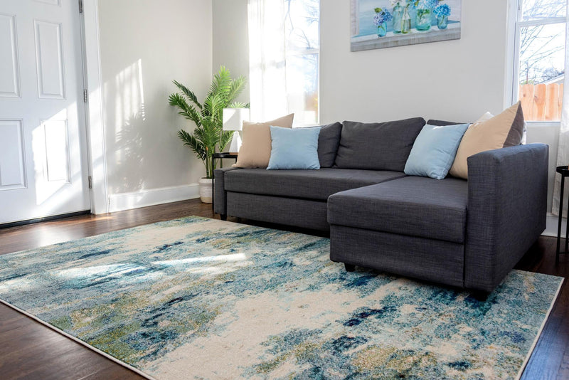 Chromatic Oasis Collection Area Rug - Serene Rectangular Light Blue lifestyle 63