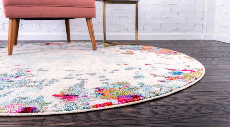 Chromatic Oasis Collection Area Rug - Blush Round Multi lifestyle 32