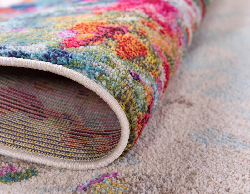 Chromatic Oasis Collection Area Rug - Blush Round Multi lifestyle 43