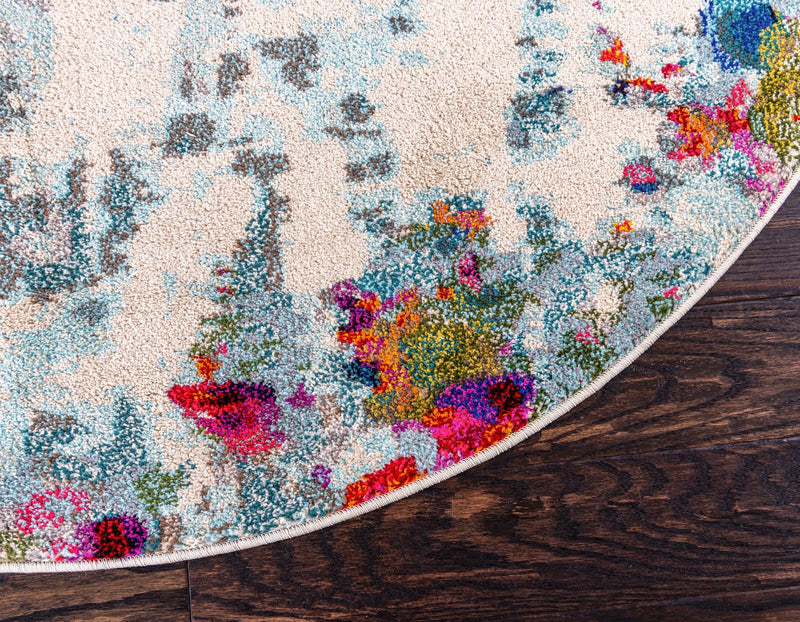 Chromatic Oasis Collection Area Rug - Blush Round Multi lifestyle 53