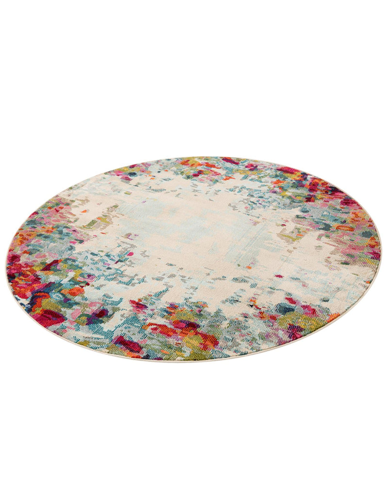 Chromatic Oasis Collection Area Rug - Blush Round Multi lifestyle 24