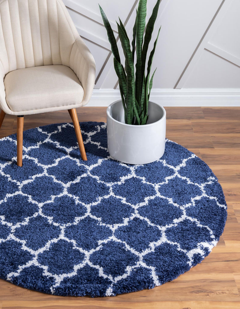 Casablanca Comfort Collection Area Rug - Atlas Round Navy Blue lifestyle 74