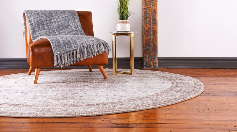 Dover Terrace Collection Area Rug - Marina (Light Brown) Round Light Brown lifestyle 4