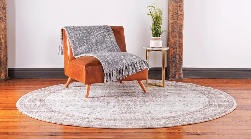 Dover Terrace Collection Area Rug - Marina (Light Brown) Round Light Brown lifestyle 7