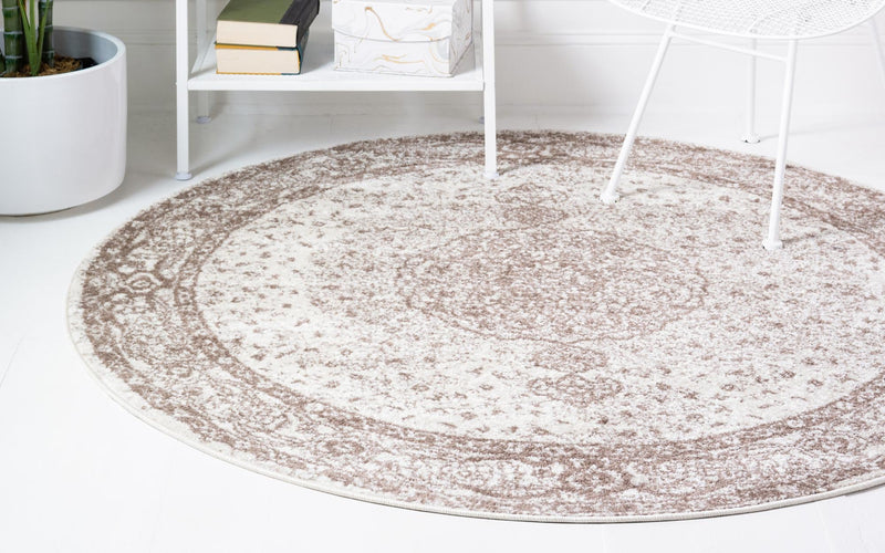 Dover Terrace Collection Area Rug - Marina (Light Brown) Round Light Brown lifestyle 5