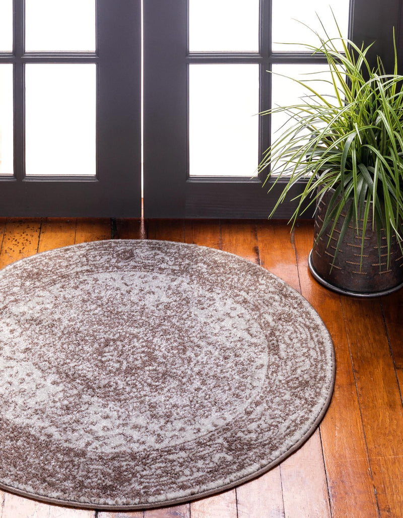 Dover Terrace Collection Area Rug - Marina (Light Brown) Round Light Brown lifestyle 16
