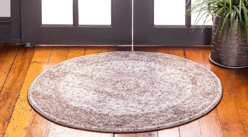 Dover Terrace Collection Area Rug - Marina (Light Brown) Round Light Brown lifestyle 3
