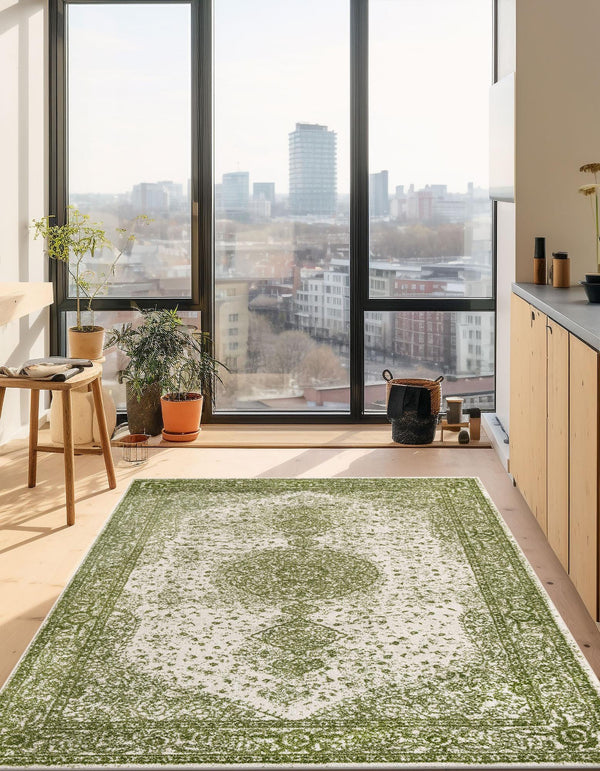 Dover Terrace Collection Area Rug - Marina (Green) Rectangle Green lifestyle 7