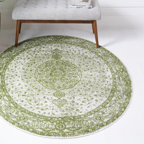 Dover Terrace Collection Area Rug - Marina (Green) Round Green lifestyle 0