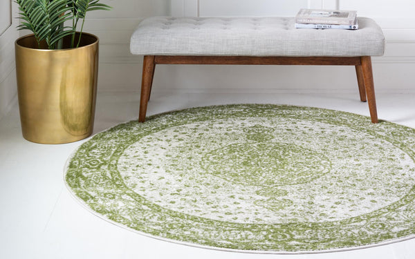 Dover Terrace Collection Area Rug - Marina (Green) Round Green lifestyle 4