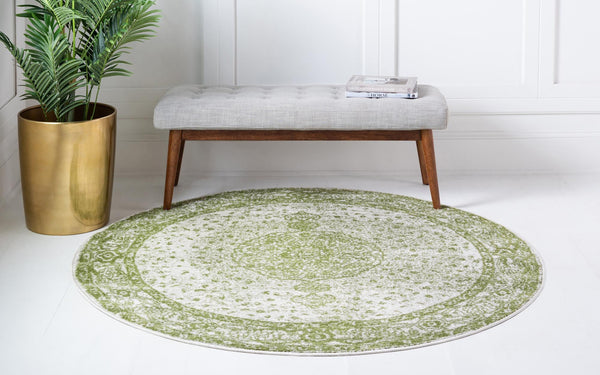 Dover Terrace Collection Area Rug - Marina (Green) Round Green lifestyle 6