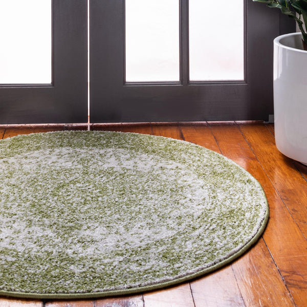Dover Terrace Collection Area Rug - Marina (Green) Round Green lifestyle 1