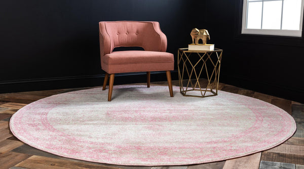 Dover Terrace Collection Area Rug - Marina (Pink) Round Pink lifestyle 3