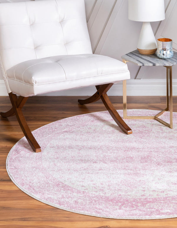 Dover Terrace Collection Area Rug - Marina (Pink) Round Pink lifestyle 7