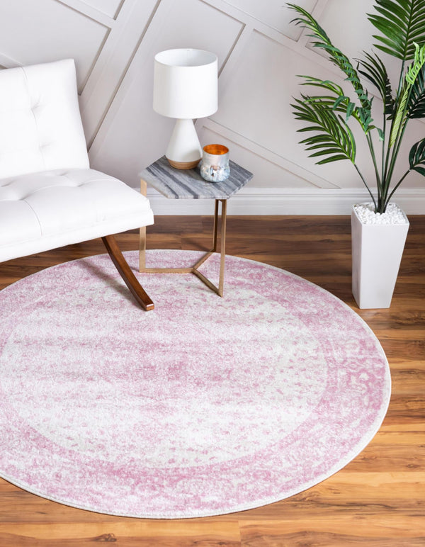 Dover Terrace Collection Area Rug - Marina (Pink) Round Pink lifestyle 0