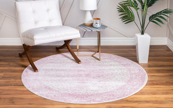 Dover Terrace Collection Area Rug - Marina (Pink) Round Pink lifestyle 6