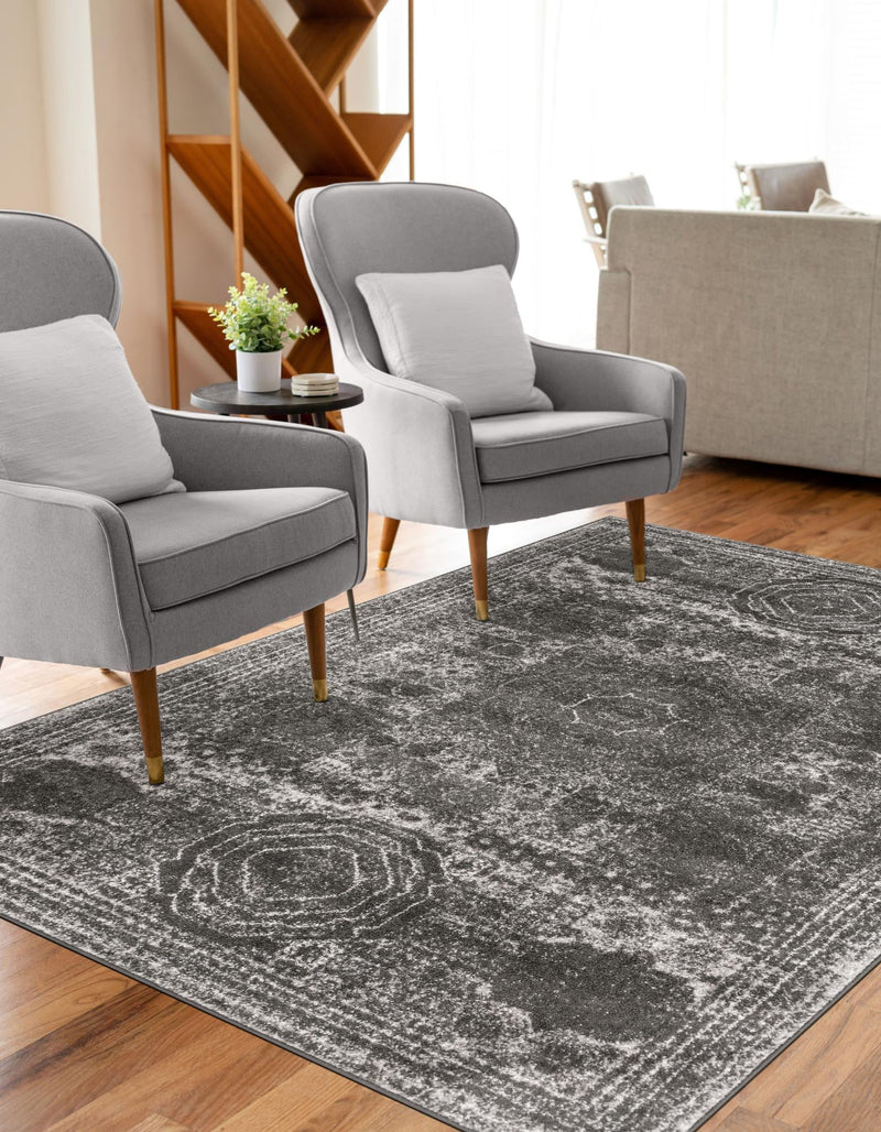 Dover Terrace Collection Area Rug - Lagoon (Dark Gray) Rectangle Dark Gray lifestyle 5