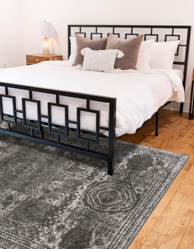 Dover Terrace Collection Area Rug - Lagoon (Dark Gray) Rectangle Dark Gray lifestyle 6
