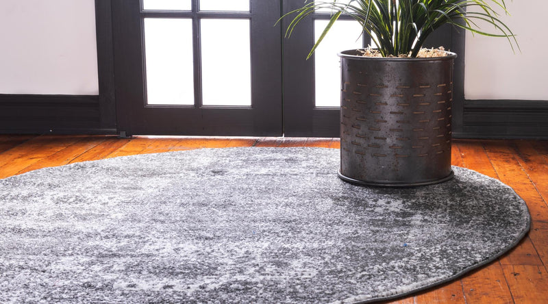 Dover Terrace Collection Area Rug - Lagoon (Dark Gray) Round Dark Gray lifestyle 3